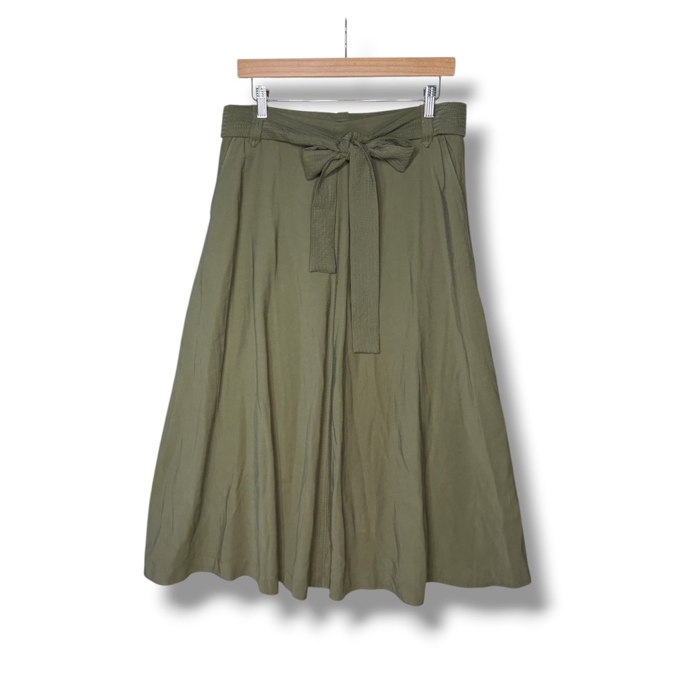 Banana Republic Women's 12 Tall Olive Green A-Line Midi Skirt Pockets NWT Flowy
